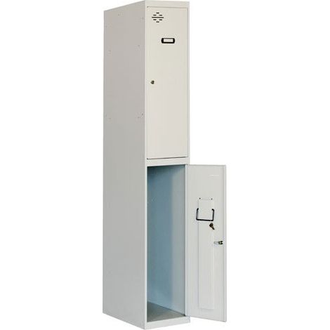 Simonrack – Vestiaire bi place 1800x300x500 mm – Métal peint gris – Serrure avec 2 clés – Aération supérieure et inférieure (1/7)