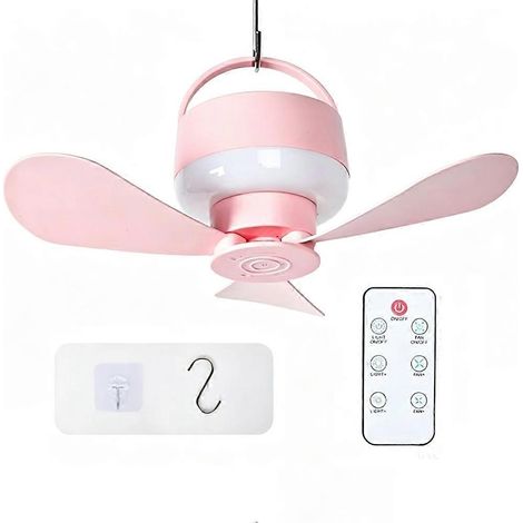 Ventilateur de plafond silencieux avec éclairage intégré, rechargeable par USB et doté d'une télécommande. Lampe de plafond B (1/5)