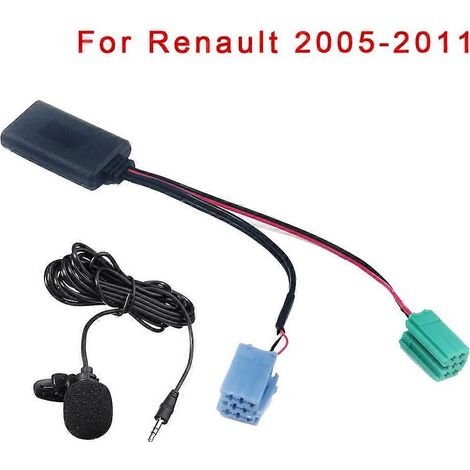 Câble d'entrée AUX audio stéréo Bluetooth 5.0 pour voiture Jereh BT 5908 MIC mains libres avec adaptateur ISO pour Renault 2005-2011 (1/5)