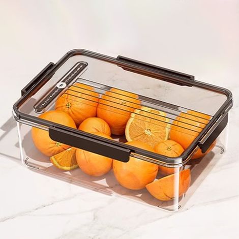 Kühlschrank-Organizer, stapelbare Frischhaltebehälter, Küchenaufbewahrungsboxen, luftdichte Deckel zur Organisation von Vorratsschränken.