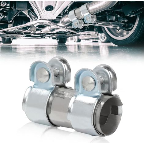 Collier Echappement 60mm x 95mm, Connecteur de Tuyau Collier D'échappement Manchon Echappement en Acier Inoxydable Double Collier de Serrage Universel pour Voiture Moto (Ø55mmx95mm) (1/5)