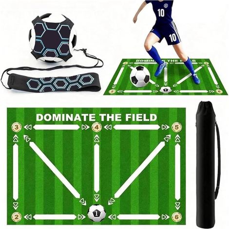 Football Mat for Training Children and Adults, 60 x 90 cm with Adjustable Strap and Carry Bag, Non-Slip for Ball Control, Diatomaceous Earth (1/5)