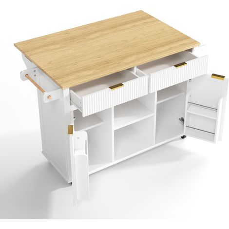 GagaÎlot de cuisine blanc sur roulettes 120 x 45 cm pliable (1/5)