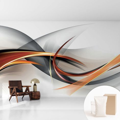 Fototapete Tapete Vliestapete mit Kleber - trendige Wanddeko - Schlafzimmer - Wohnzimmer Abstrakte Dynamik 416x254 cm (1/5)