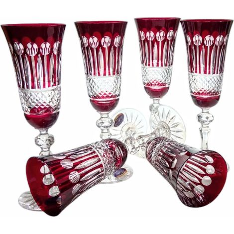 Verres à champagne en cristal rubis 150 ml, style français (1/4)
