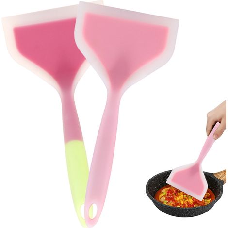 Spatule à crêpes en silicone, large, antiadhésive, pour poisson frit, flexible, pour ustensiles de cuisine antiadhésifs, pour biscuits aux œufs