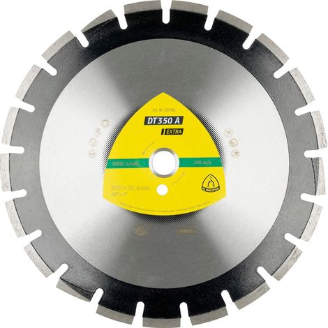 KLINGSPOR 337730 DISQUE DE COUPE DIAMANTADOS GRANDES POUR BITUME, GRÈS (GÉOLOGIE), DT 350 A, 350 MM X 25.4 MM, 5500 RPM, 3.2 MM (1/2)