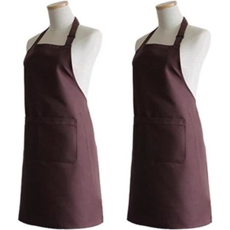 Lot de 2 Tablier de Cuisine Etanche Réglable Avec Poches Cuisson à Domicile Tabliers Pour Femmes Hommes Chef - Café
