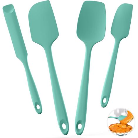 Spatule en silicone : racloir de cuisson de qualité alimentaire résistant à la chaleur jusqu’à 315°C avec bord flexible pour la cuisson et les ustensiles antiadhésifs (4 pièces) (1/5)