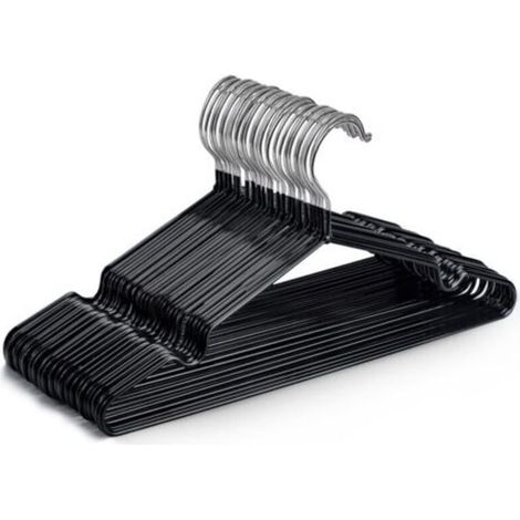 Set of 20 high-quality black metal hangers, 30 x 17 x 0.35 cm, space-saving, suitable for wardrobes