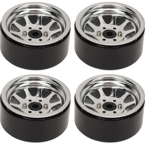 4-teilige RC 1,9-Zoll-Universal-Radnabe aus Zinklegierungsstahl mit 10 Speichen für Axial SCX10 II III Crawler-Cars, silber (1/5)