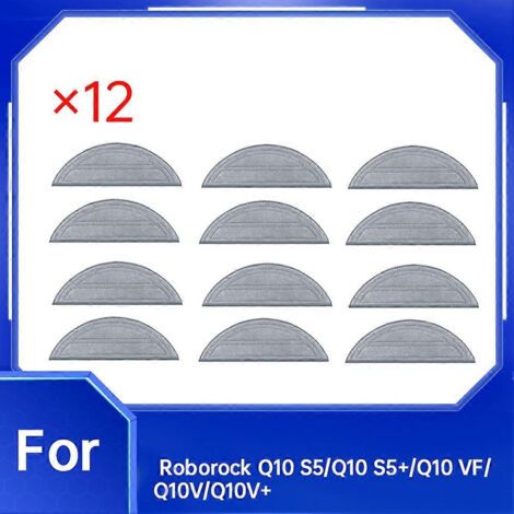 NALOOKAMIC Lot de 12 chiffons de nettoyage pour aspirateur Roborock Q10 S5/Q10 S5+/Q10 VF/Q10V/Q10V+ - Accessoires et lingettes de rechange
