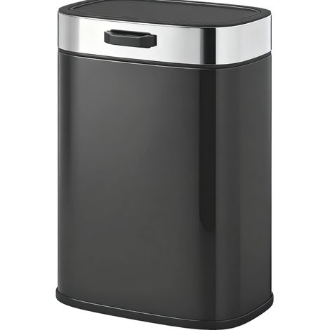 Poubelle de cuisine en acier inoxydable 5L avec couvercle à maintien ouvert, montage sur porte, noir (1/5)