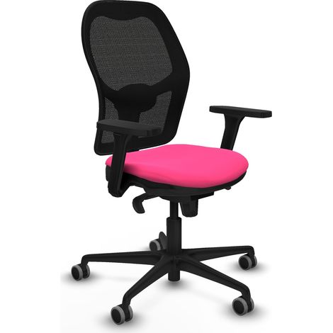 Jorquera sincro malla negra similpiel rosa brazos 3D base nailon ruedas 65mm engomada (1/5)