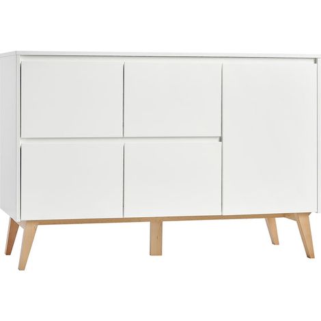 Cassettiera a 4 cassetti 1 anta Pinio Swing Bianco e legno (1/4)