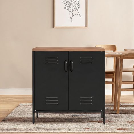 Buffet coloris noir en métal 80 x 40 x 80 cm (1/5)