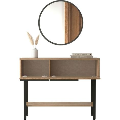Eingangsmöbel Recale, Spiegel Inklusive, Modular, 2 Regale, 100x30x76 cm Höhe Eiche Braun
