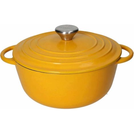 Brandani cocotte ghisa smaltata induzione gialla 22 cm 3 lt (1/3)