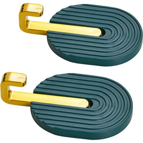 2 ganci portasciugamani autoadesivi, perfetti per pareti, bagni e cucine. Forte adesione, elevata capacità di carico, non è necessaria la foratura. Verde scuro. (1/5)