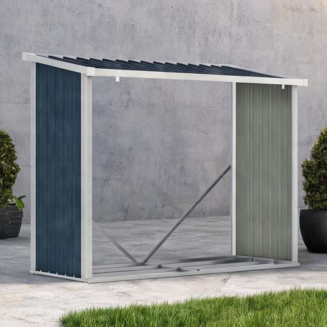 Porte-bûches cinzento en aço lacado 1850 x 840 x 1485 cm (1/5)