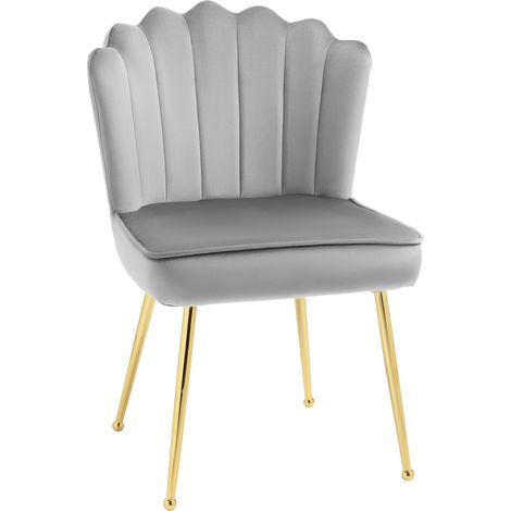 Soft Velvet Accent Chair in Grey-Stylish Shell Design for Modern Living Spaces