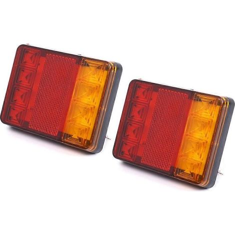Feu arrière ambre/rouge à 8 LED 12 V, antichoc, clignotant, feu stop (1/5)