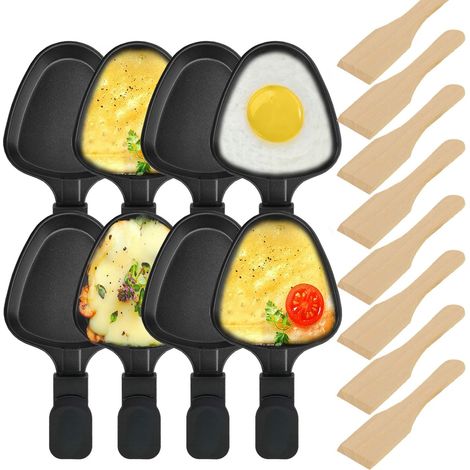 8 Pièces Plateau Raclette Triangle, Revêtement Antiadhésif, Fer Robuste, Pour Soirée Famille