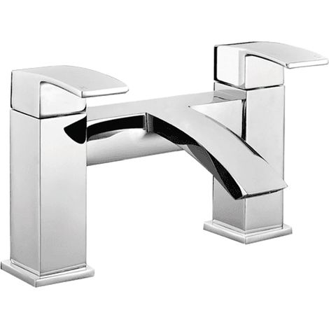 Curved Solid Brass Chrome Lever Bath Filler Tap