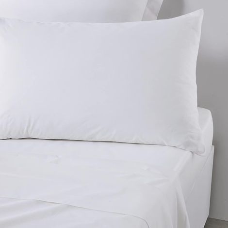 Lot de 2 Taies d'oreillers 50x70 cm, Coton 57 fils, Uni Craie, Literie (1/4)