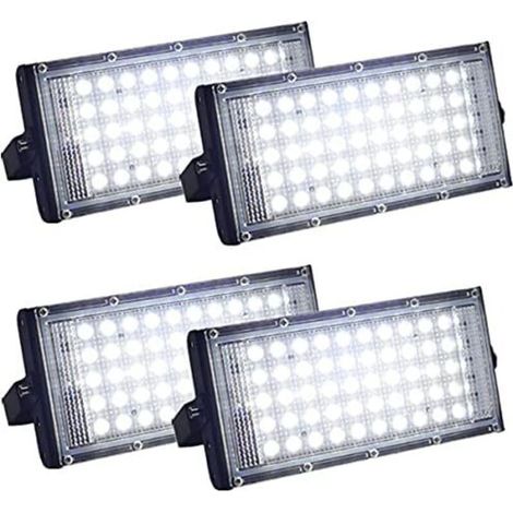 Set mit 4 ultrahellen, wasserdichten IP66-LED-Flutlichtstrahlern für den Außenbereich, geeignet für Hof, Garage, Sportplatz (50 W) (1/5)