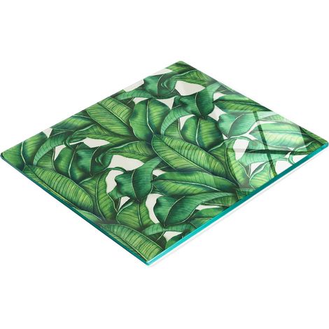 Planche à découper en verre avec motif de feuille de bananier 60x52 cm (1/5)