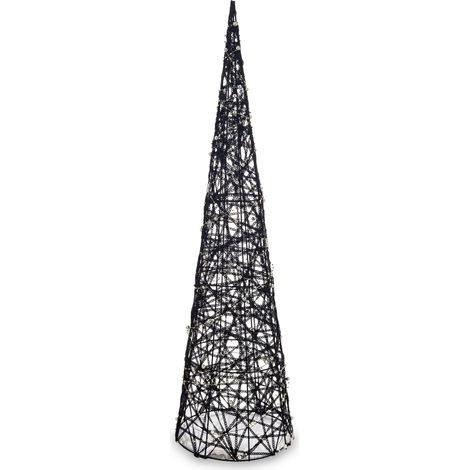 Décoration de sapin de Noël à LED en plastique noir et doré, 80 x 22 x 22 cm (1/5)