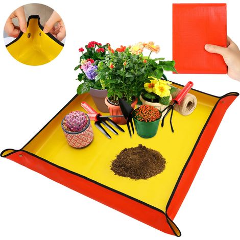 Tapis de rempotage pour la transplantation de plantes d'intérieur et le contrôle des dégâts du terreau, tapis végétal imperméable, 100 x 120 cm (1/5)