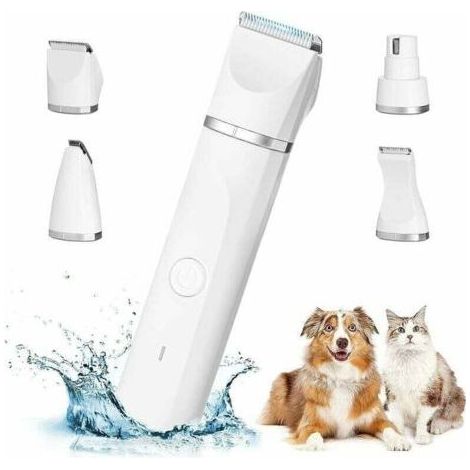4 en 1 Tondeuse Chien Professionnelle: Silencieuse Tondeuses pour Chiens étanchéité IPX7,Sans Fil Fondeuse Toilettage pour Animaux avec Cable USB Rechargeable pour Chat et Autres Animaux de compag (1/4)