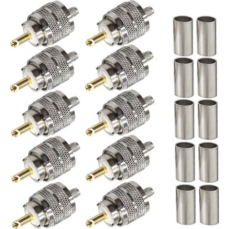 Connecteur SO239 PL259 Fiche mâle Adaptateur coaxial à sertir PL-259 Connecteur RF pour RG58 RG142 Compatible avec antenne radio CB Ham (1/5)