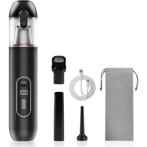Aspirateur à main sans fil 13000 Pa, mini design pour auto, PC, canapé et maison. Nettoyage des fissures, fonction soufflage, batterie 1800 mAh. (1/4)