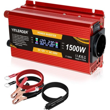 Convertisseur de Tension 750W / 1500W 12V 220V Convertisseur 12V 230V LCD 2USB transformateur de Tension 12V 220V (1/5)