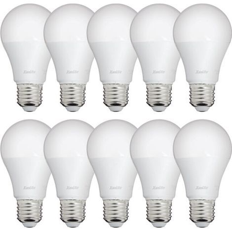 Lot de 10 ampoules LED A60 E27, 9 W (équivalent 60 W), lumière chaude 2700 K, économie d’énergie classe A++, compatible avec variateurs (sauf indication contraire) (1/5)