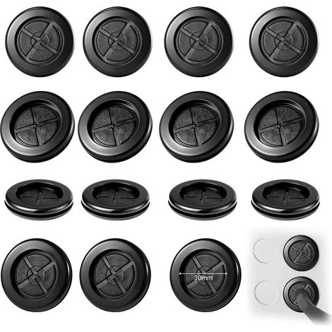 Lot de 15 bouchons de carrosserie 30 mm Noir Passe-câbles Douille ronde en caoutchouc double face Rondelles pour protection des câbles (1/5)