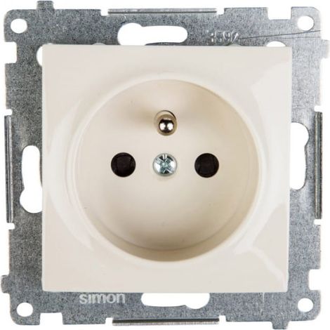 Prise simple Simon 54 avec obturateur pour circuits de courant 16 A IP20, connecteurs rapides, crème DGZ1CZ.01/41