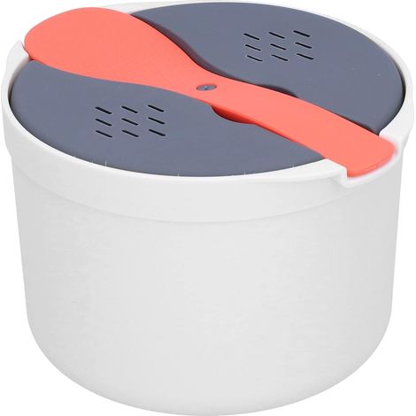 Cuiseur à Riz Micro-ondes, Cuiseur à Pâtes 2 Couches Au Micro-ondes, Ensemble De Cuisson à la Vapeur Pour Légumes, Batterie De Cuisine Tout-en-un Pour Quinoa, Poulet, Flocons D'avoine Et Soupes (1/5)