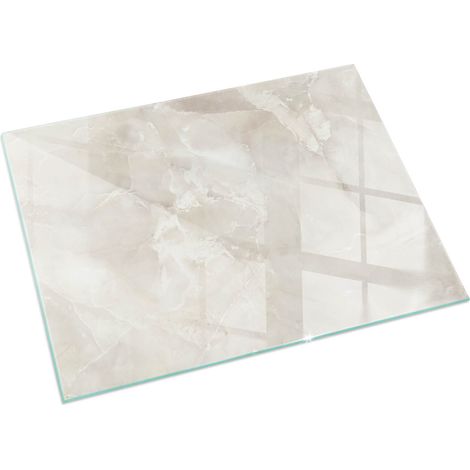 Plaque Rectangulaire de sol pour cheminée en verre trempé avec impression Motif marbre naturel 60x40 cm (1/5)