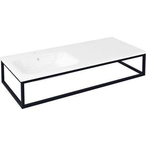 Console SKA sous lavabo/plan de travail 119,7x22x51cm, noir mat (1/3)