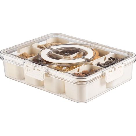 Servierplatte mit Unterteilung, Deckel und Griff – für Vorspeisen, Picknicks, Obst und Snacks – 5 Fächer – 1 Stück (1/5)