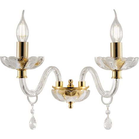 Lampada applique 35 cm 2 luci E14 - cristallo e vetro BRIGIDA (1/3)