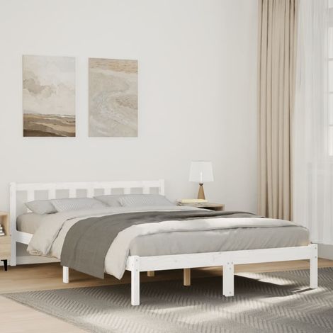 Cama extralarga sin colchón madera maciza pino blanca 160x210cm vidaXL (1/5)