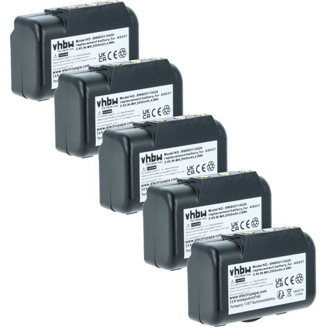 vhbw 5x Akku Ersatz für IMET WBH04.965, AS037 für Industrie-Funkfernsteuerung Fernbedienung (2000 mAh, 2,4 V, NiMH) - Schwarz
