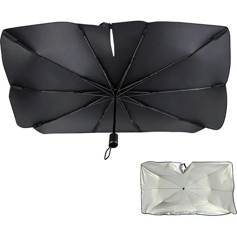 Parasole per parabrezza, alta riflettività, struttura resistente, nero, larghezza 68-78 cm, lunghezza 130-140 cm (1/2)