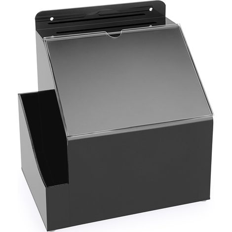 Boîte à propositions en acrylique avec porte-étiquette - Montage mural - Urne de vote - Avec serrure - Boîte de rangement pour cartes de visite, accorder des dons, collecter - Noir (1/5)