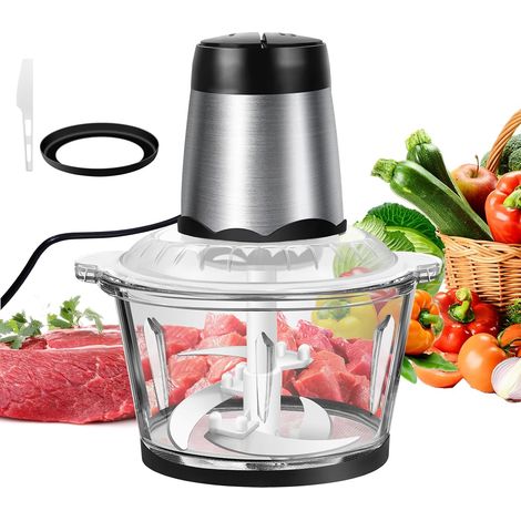 machine de cuisson/déchiqueteuse électrique de 300 watts, équipée de 2 litres de récipient en verre, 4 lames en acier inoxydable, 2 réglages de vitesse, fonctionnement à un bouton, facile à nettoyer, (1/5)